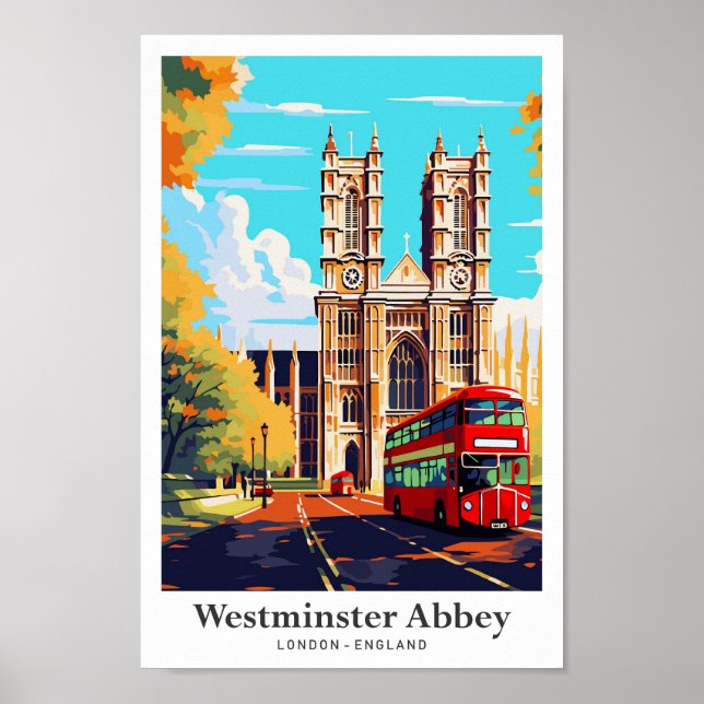 Westminster Abbey London Travel Art Vintage Poster (Framsidan)