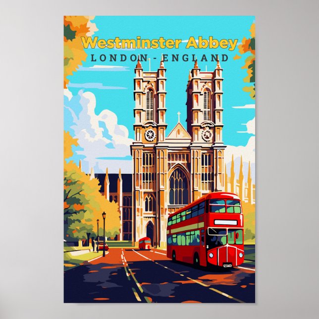 Westminster Abbey Travel Art Vintage Illustration Poster (Framsidan)