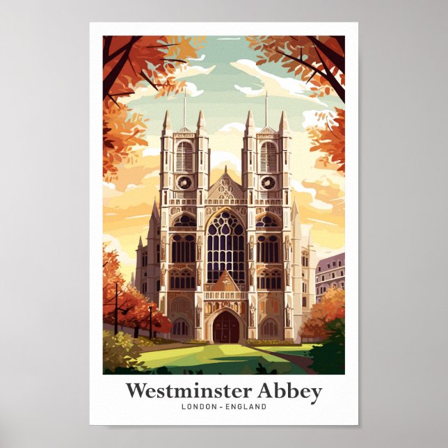 Westminster Abbey Travel Vintage Illustration Poster (Framsidan)