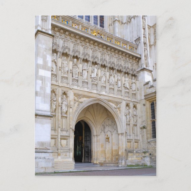 Westminster Abbey Väster Door, London UK Postcard Vykort (Framsida)