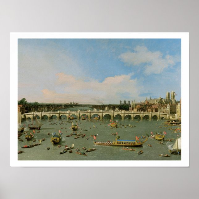 Westminster Bridge, London, med Lord Mayors. Poster (Framsidan)