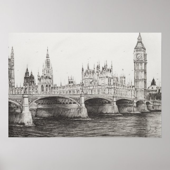 Westminster Bridge London UK. 30/10/2006 Poster (Framsidan)