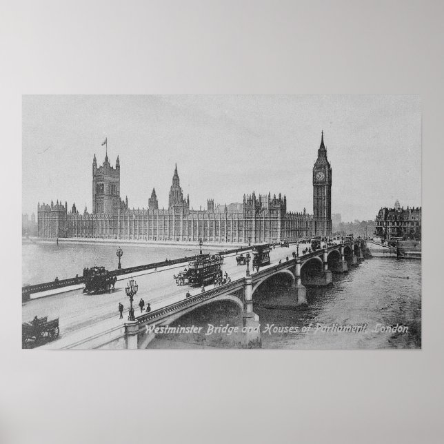Westminster Bridge och Houses of the Houses of Poster (Framsidan)