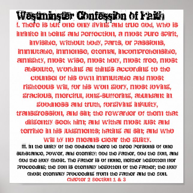 Westminster Confession Ch. 2 Avsnitt 1&3 Poster (Framsidan)