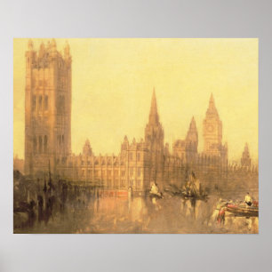 Westminster: Hus av parlamentet, c.1860 (olja på Poster