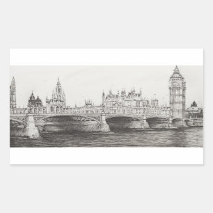 Westminster överbryggar London UK. 30/10/2006 Rektangulärt Klistermärke