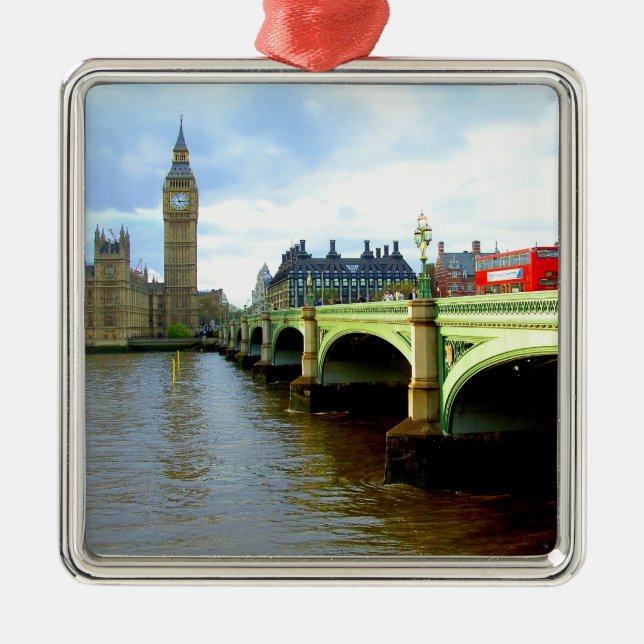 Westminster överbryggar, London UK Julgransprydnad Metall (Framsidan)
