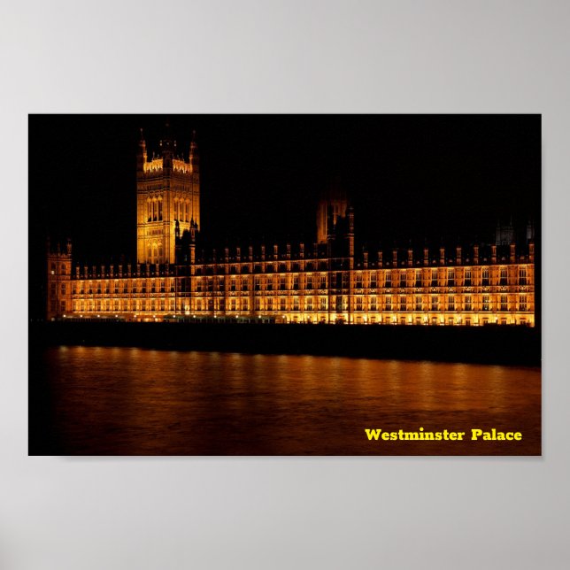 Westminster Palace i natt Poster (Framsidan)