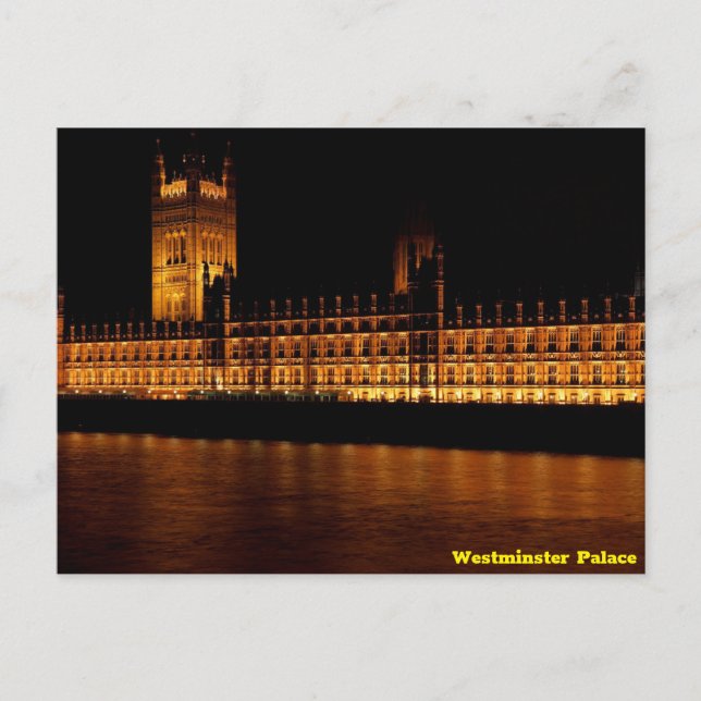 Westminster Palace i natt Vykort (Framsida)