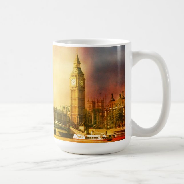 Westminster Palace och Bridge med Big Ben Kaffemugg (Höger)