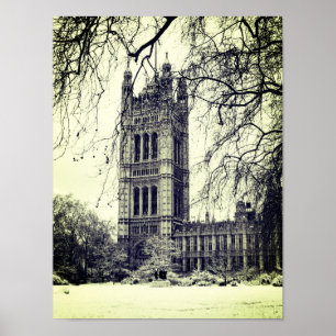 Westminster, parlamentet, Winter London - Storbrit Poster