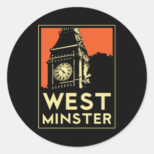 westminster reser den retro art déco affischen runt klistermärke