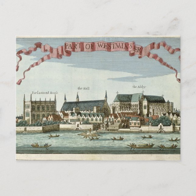 Westminster som visar abbey vykort (Framsida)