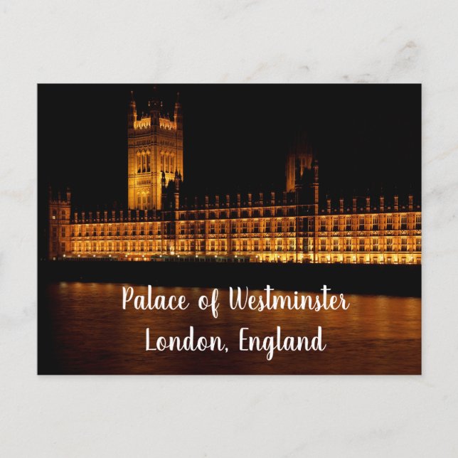 Westminsterpalatset på natten – London  Vykort (Framsida)