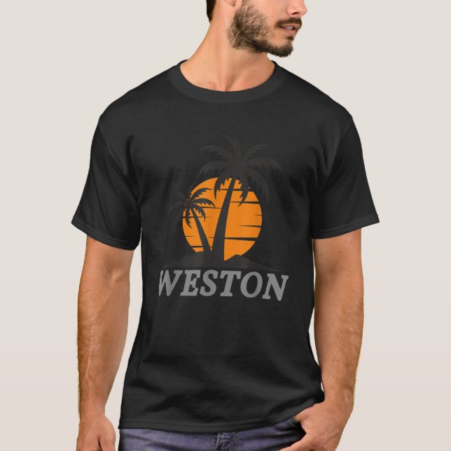 Weston Florida Beach Vacation Handflatan Retro T Shirt (Framsida)