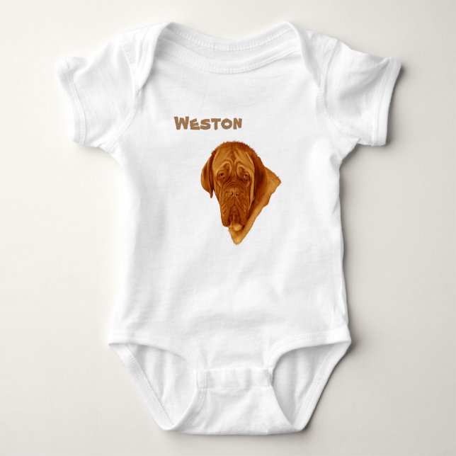 Weston Namn Med Dogue De Bordeaux, Baby Body T Shirt (Framsida)