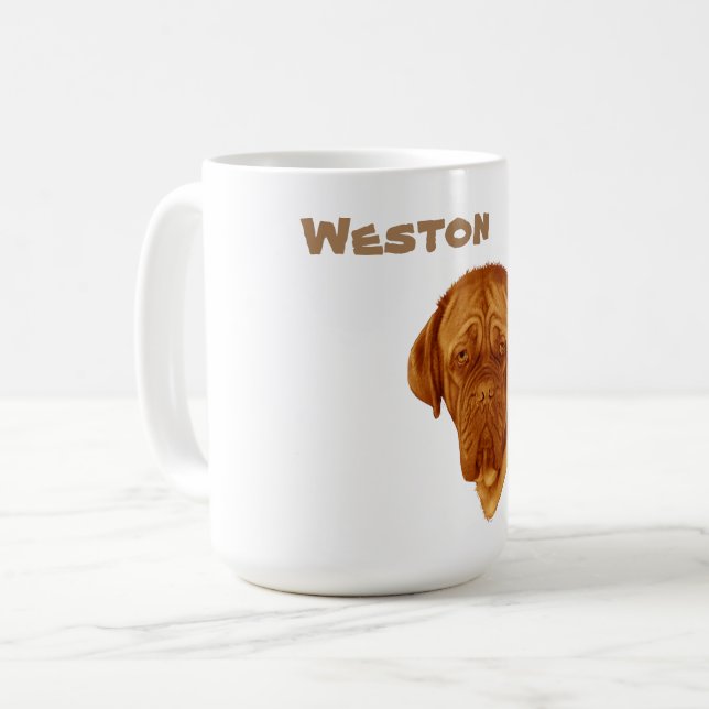 Weston Namn med Dogue de Bordeaux, kaffe Mugg (Framsida vänster)