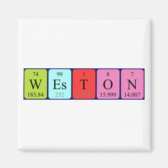 Weston periodiskt bord namn magnet (Framsidan)