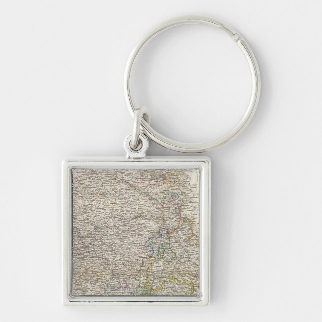 Westphalen, RheinPrivinz, Hessen Fyrkantig Silverfärgad Nyckelring (Framsidan)