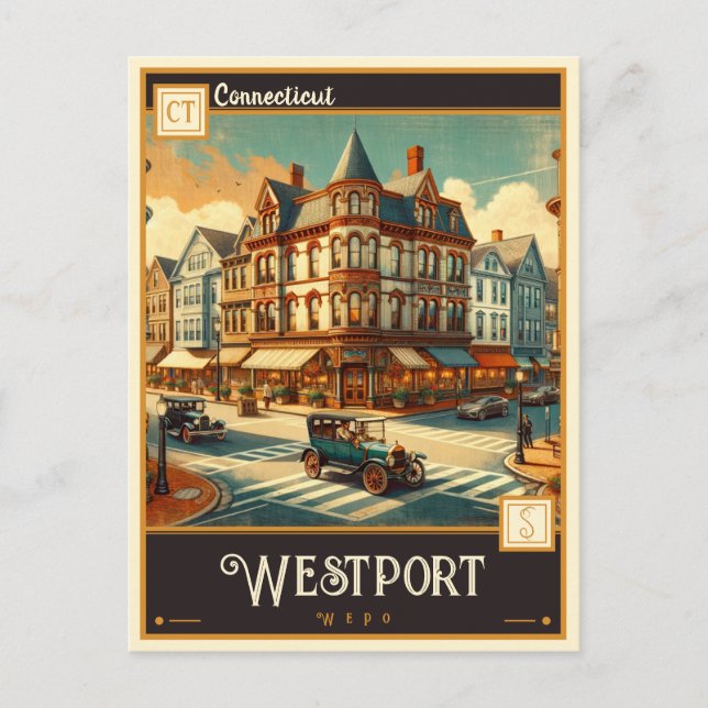 Westport, Connecticut | VINTAGE Vykort (Framsida)