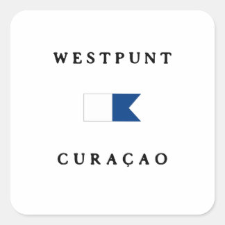 Westpunt Curacao Alpha Dive Flagga Fyrkantigt Klistermärke