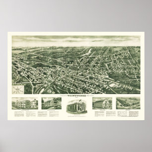 Westwood panorama- karta för NJ - 1924 Poster
