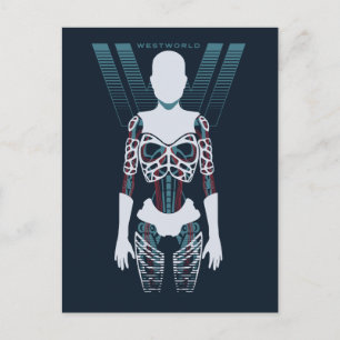 Westworld   Androidskelett över logotyp Vykort