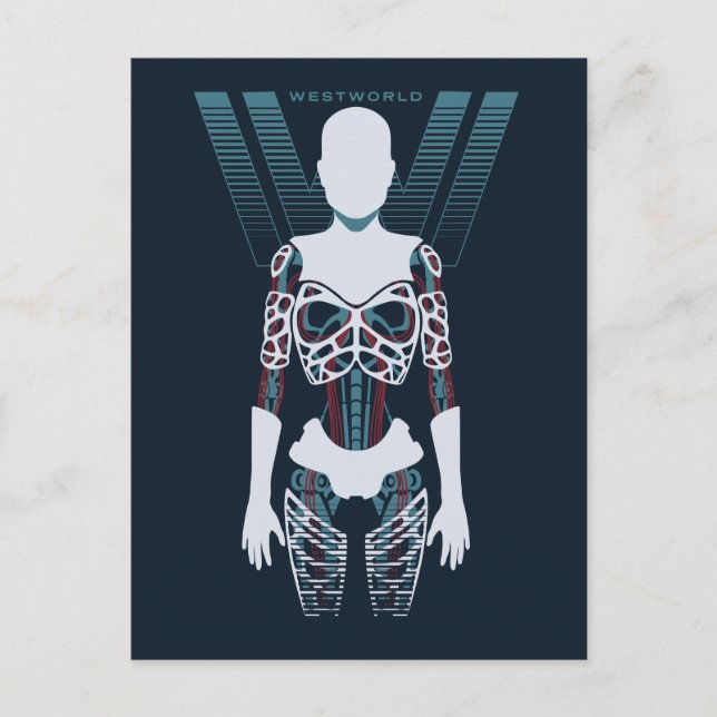 Westworld | Androidskelett över logotyp Vykort (Framsida)