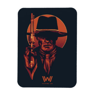 Westworld man i svart med revolveren magnet