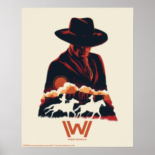 Westworld man i svart ökenSilhouette Poster