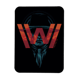 Westworld manen i den grafiska svart logotypen magnet