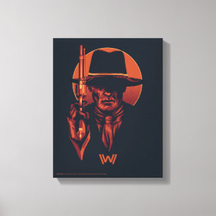 Westworld Människa i svart med revolver Canvastryck