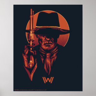 Westworld Människa i svart med revolver Poster