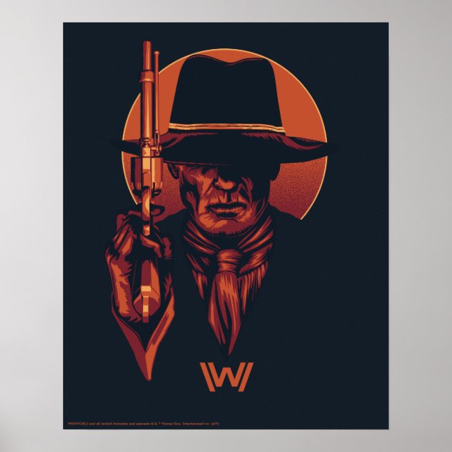 Westworld | Människa i svart med revolver Poster (Framsidan)