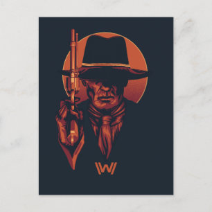 Westworld Människa i svart med revolver Vykort