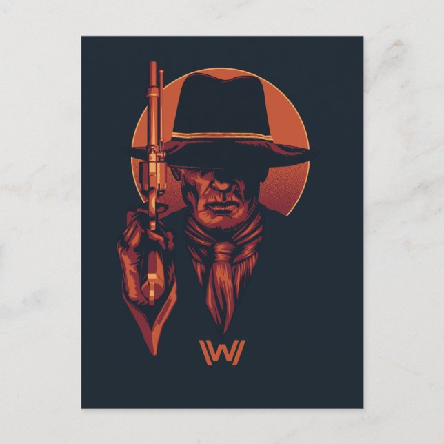 Westworld | Människa i svart med revolver Vykort (Framsida)