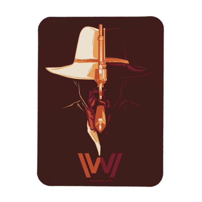 Westworld | Vit, svart, svart, delad grafik Magnet (Vertikal)