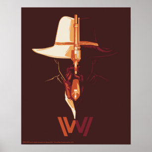 Westworld   Vit, svart, svart, delad grafik Poster