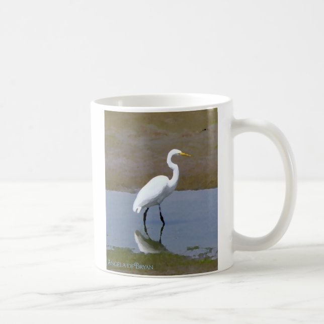 Wetlands Egret Digital Watercolor Kaffemugg (Höger)
