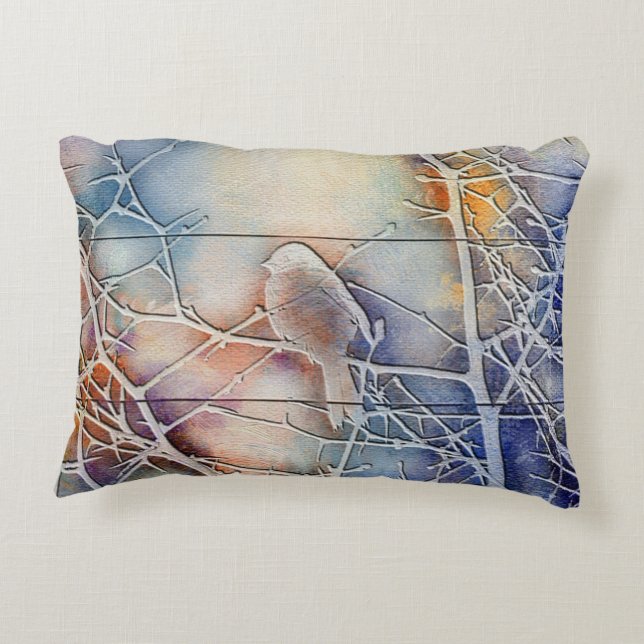 Wetlands Silhouetted Bird Prydnadskudde (Baksidan)