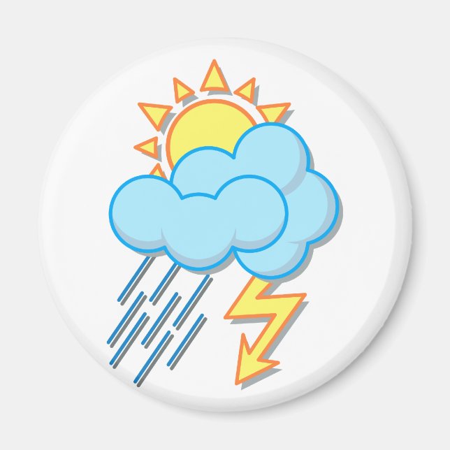 Wetter Sonne Regen Blitze weather sun rain Magnet (Framsidan)