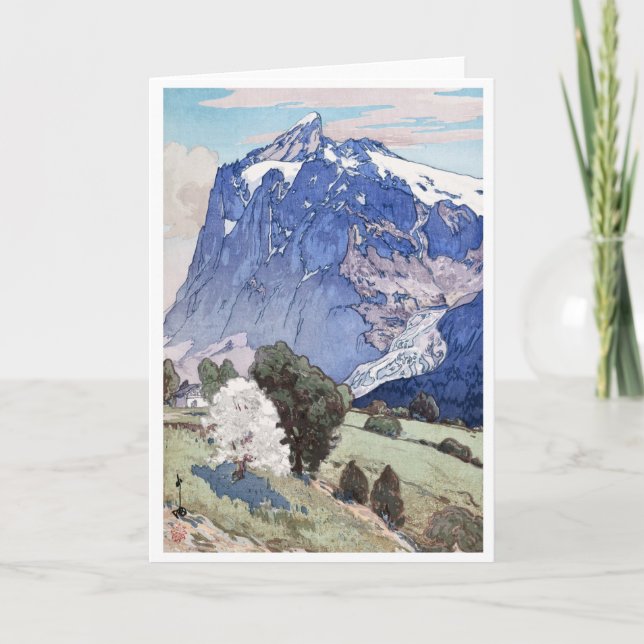 Wetterhorn Hiroshi Yoshida, träsnitt Helgkort (Framsida)