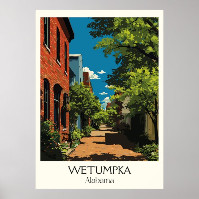 Wetumpka Alabama Historic Downtown Poster (Framsidan)
