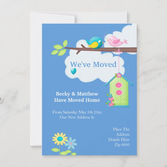 Weve Flyttat Hem Bird House och Träd Meddelande (Framsida)