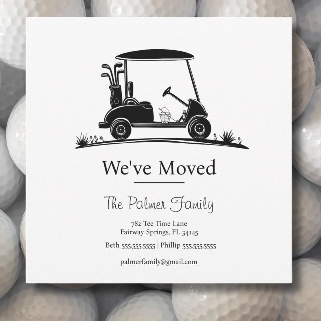 We've Moved Black Silhouette Golf Cart Meddelande (Skapare uppladdad)