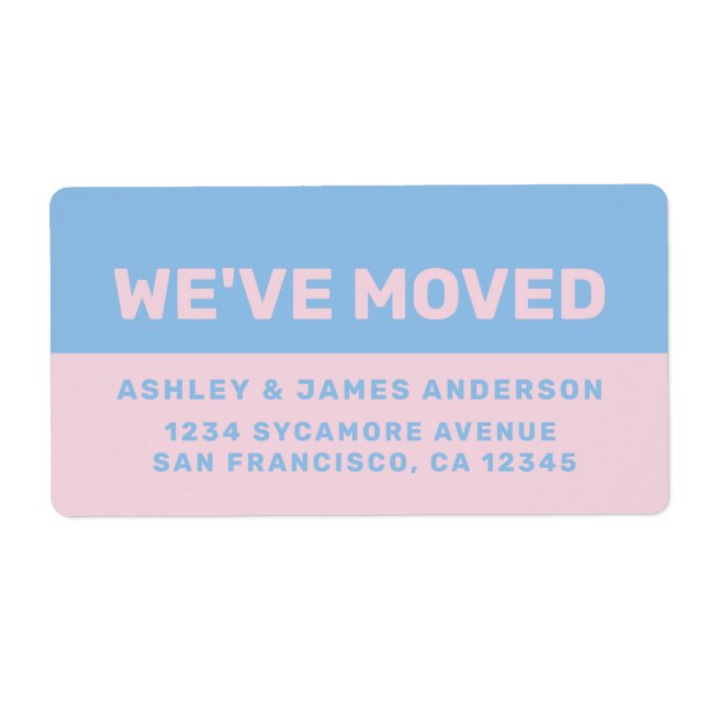 We've Moved Blue Pink New Address Fraktsedel (Framsidan)