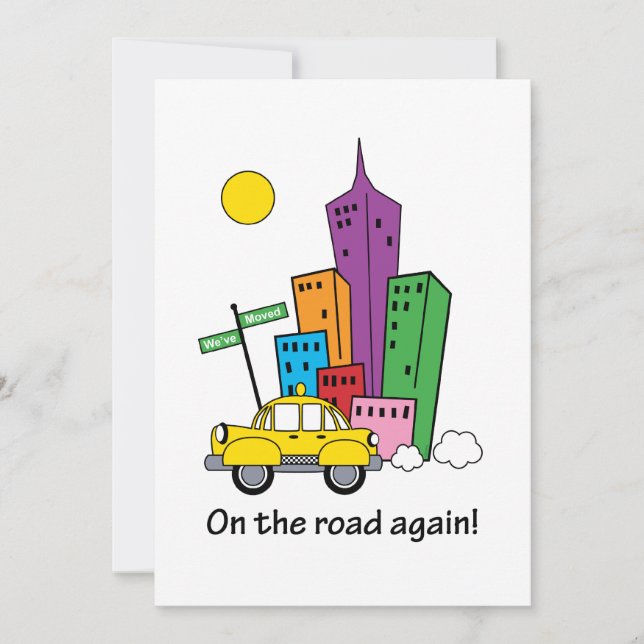 We've Moved Cityscape Yellow 5x7 Kort (Framsida)