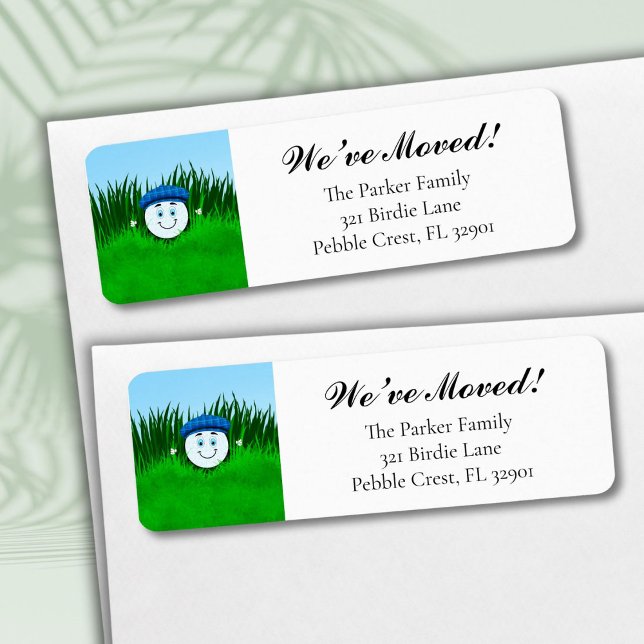 We've Moved Funny Golf Ball in Rough Personalized Returadress Etikett (Skapare uppladdad)