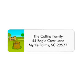 We've Moved Gopher on Golf Course Announcement  Returadress Etikett