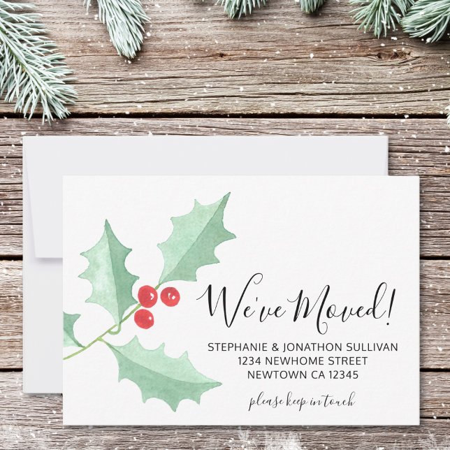 We've Moved Watercolor Holly Meddelande (Skapare uppladdad)
